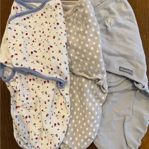 Infant SwaddleMe Baby Swaddle Wrap Set - Blue, Gray, White small/med 0-3months